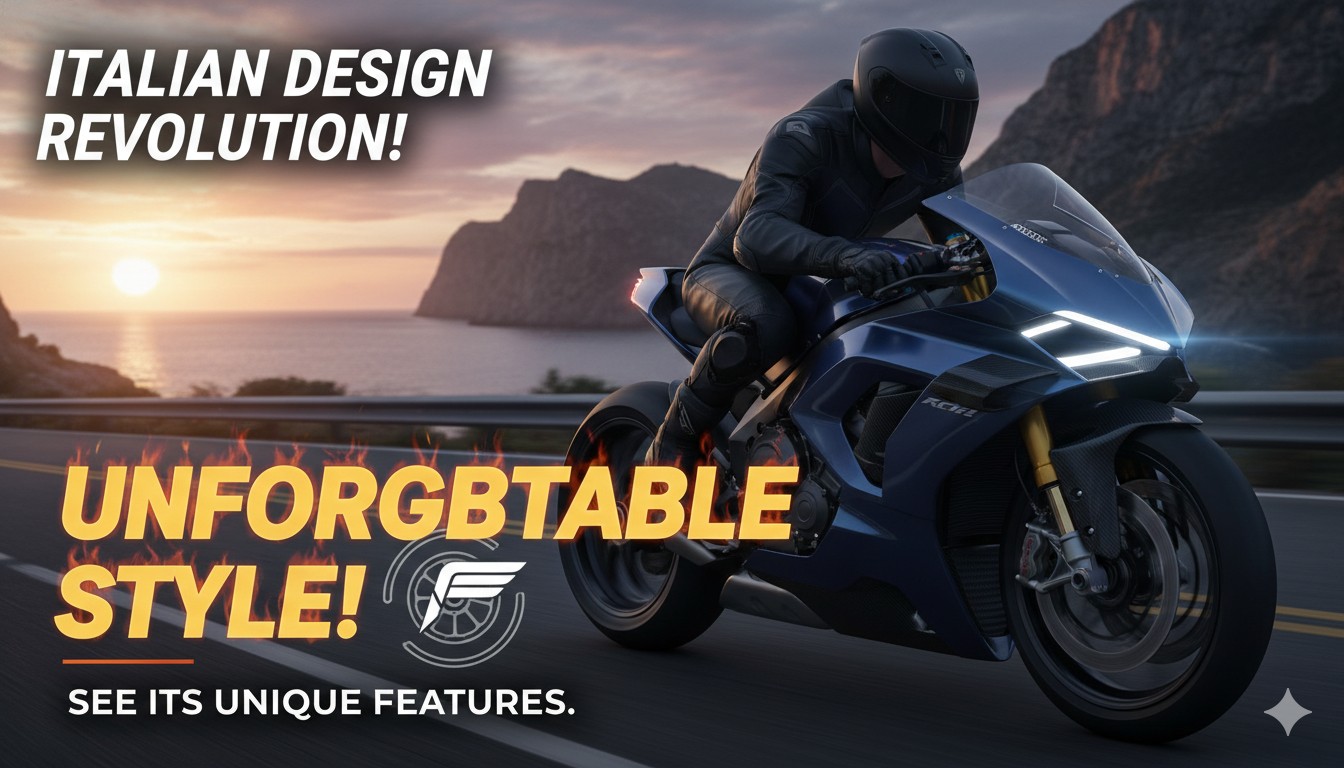 स्टाइलिश MV Agusta Brutale Serie Oro मोटरसाइकिल का फ्रंट व्यू, ब्लैक और गोल्ड कलर में.