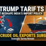 ट्रंप टैरिफ और भारत की आयात नीति में बदलाव दिखाती ग्राफिकल इमेज