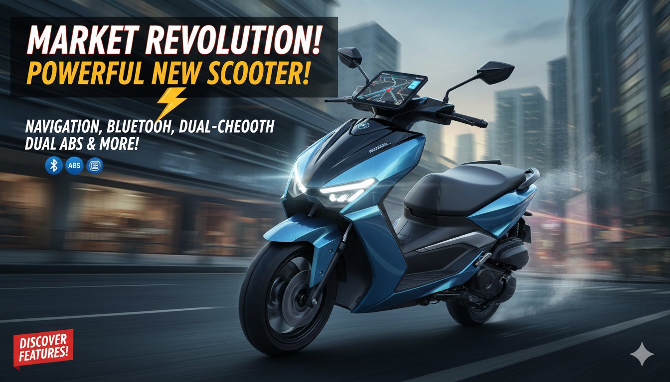 Ultraviolette Tesseract इलेक्ट्रिक स्कूटर का फ्रंट व्यू दिखाता हुआ, जिसमें TFT डिस्प्ले और LED हेडलाइट्स प्रमुख हैं