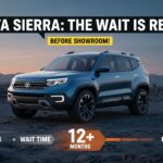 टाटा सिएरा SUV का फ्रंट व्यू दिखाता हुआ फीचर्ड इमेज, जिसमें रेट्रो-मॉडर्न डिजाइन और कलर ऑप्शन्स हाइलाइट हैं