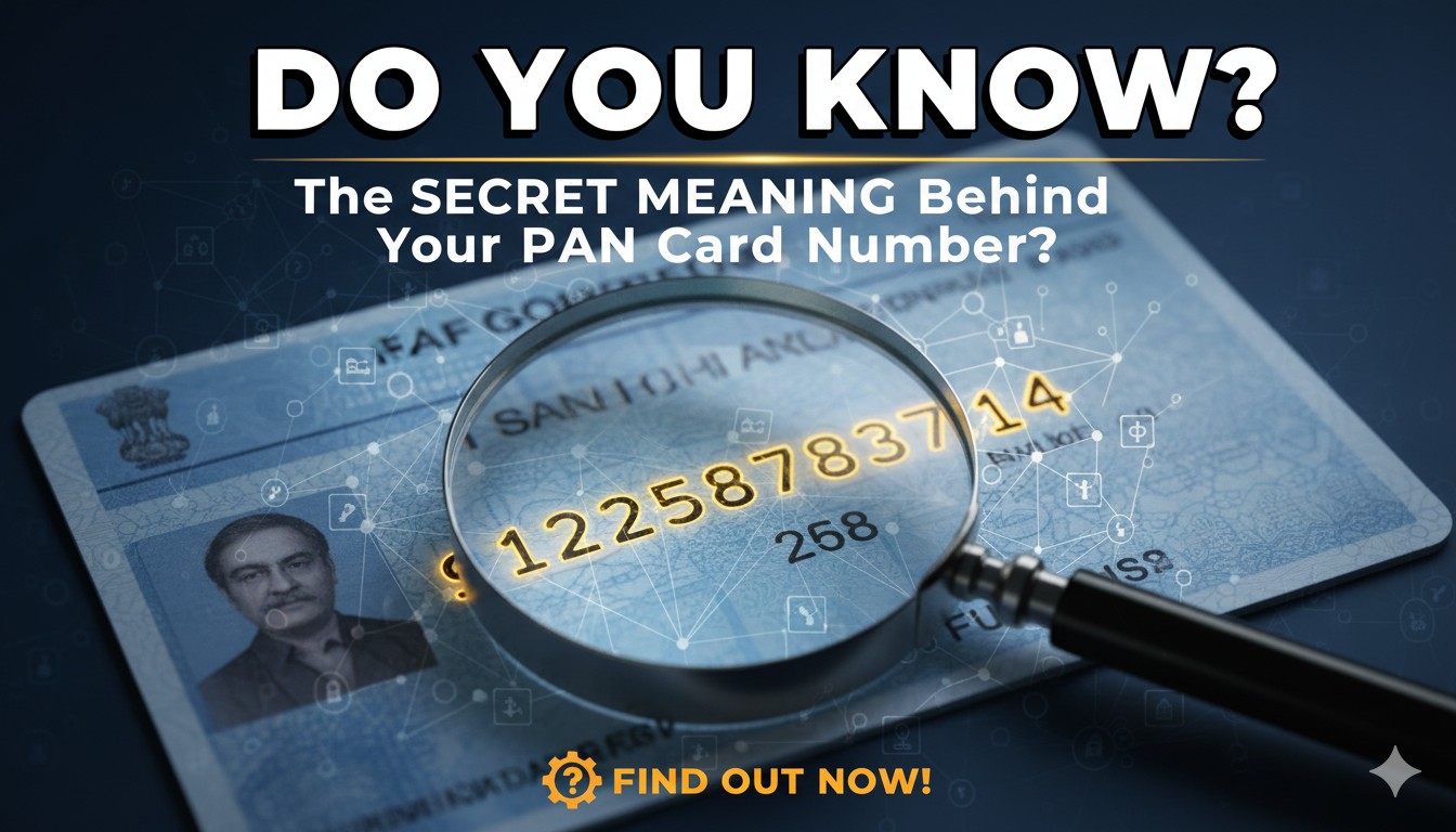 पैन कार्ड नंबर की संरचना दिखाता ग्राफिक जिसमें 10 अंकों का ब्रेकडाउन और हर हिस्से का मतलब हिंदी में लिखा हुआ