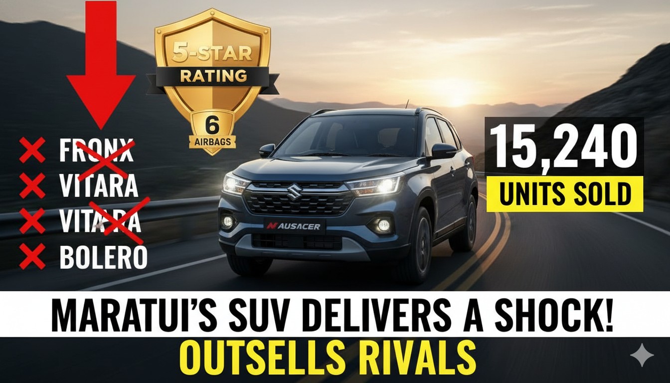 मारुति सुजुकी विक्टोरिस SUV का फ्रंट व्यू, सफेद कलर में