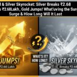 सोना और चांदी के सिक्के और बार के साथ बढ़ती कीमतों का ग्राफ दिखाता हुआ इमेज, भारतीय बाजार में तेजी