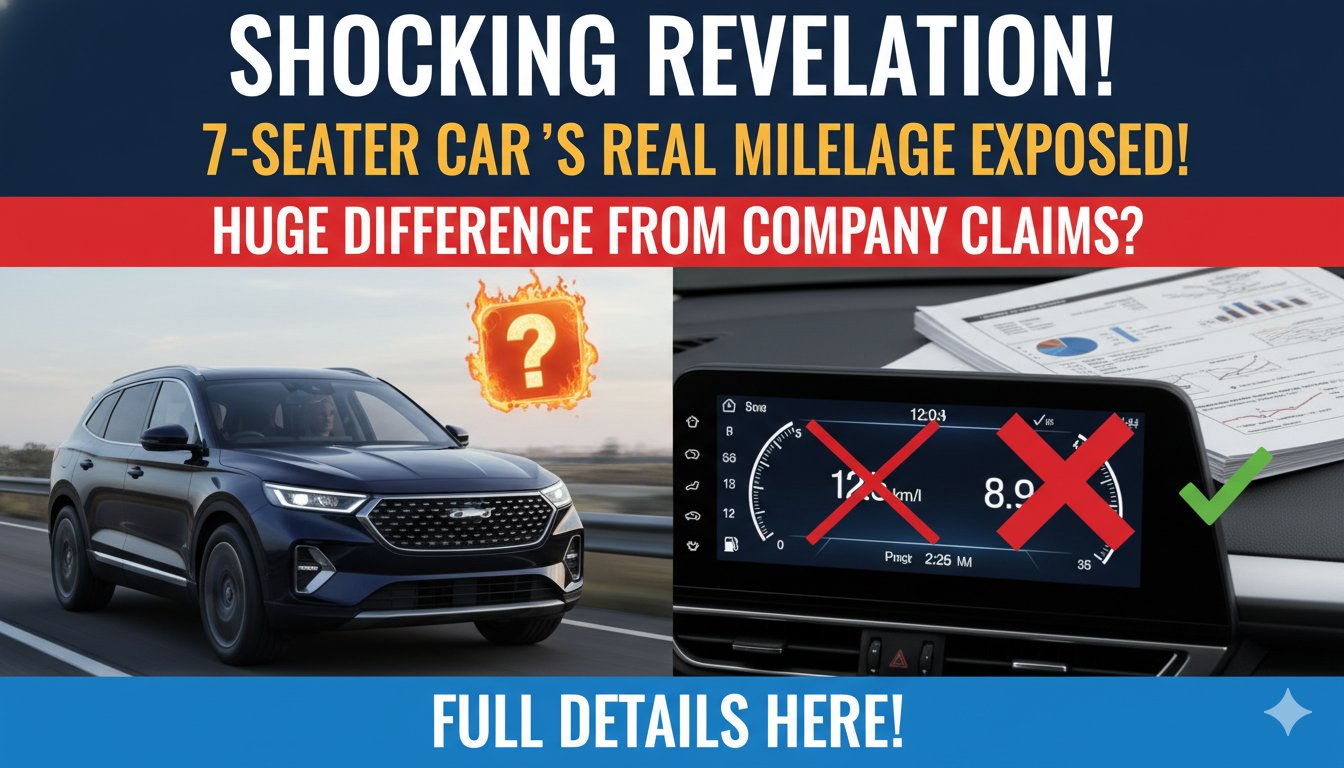 7-सीटर कारों का रियल माइलेज टेस्ट, कंपनी दावों से तुलना दिखाते हुए डैशबोर्ड और ग्राफिक्स