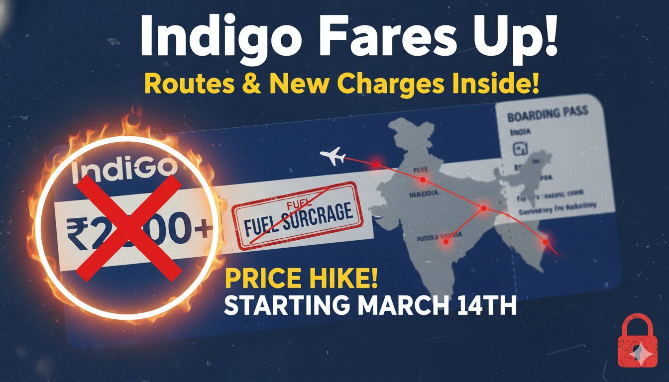 इंडिगो एयरलाइन की फ्लाइट में फ्यूल सरचार्ज लगने से टिकट महंगे, 14 मार्च 2026 से लागू