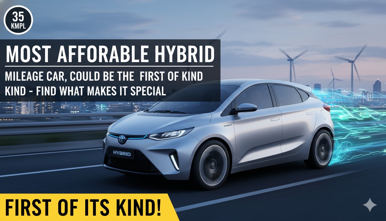 मारुति सुजुकी फ्रॉन्क्स हाइब्रिड कार का फ्रंट व्यू दिखाता हुआ, जिसमें हाइब्रिड बैज और मॉडर्न डिजाइन हाइलाइट है