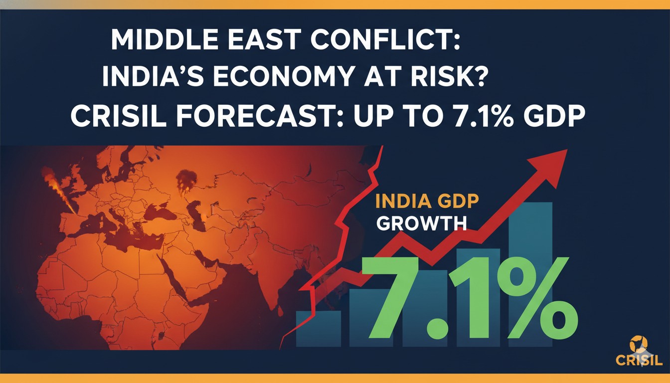 मिडिल ईस्ट युद्ध और भारत की GDP ग्रोथ पर क्रिसिल का अनुमान दिखाता ग्राफिक