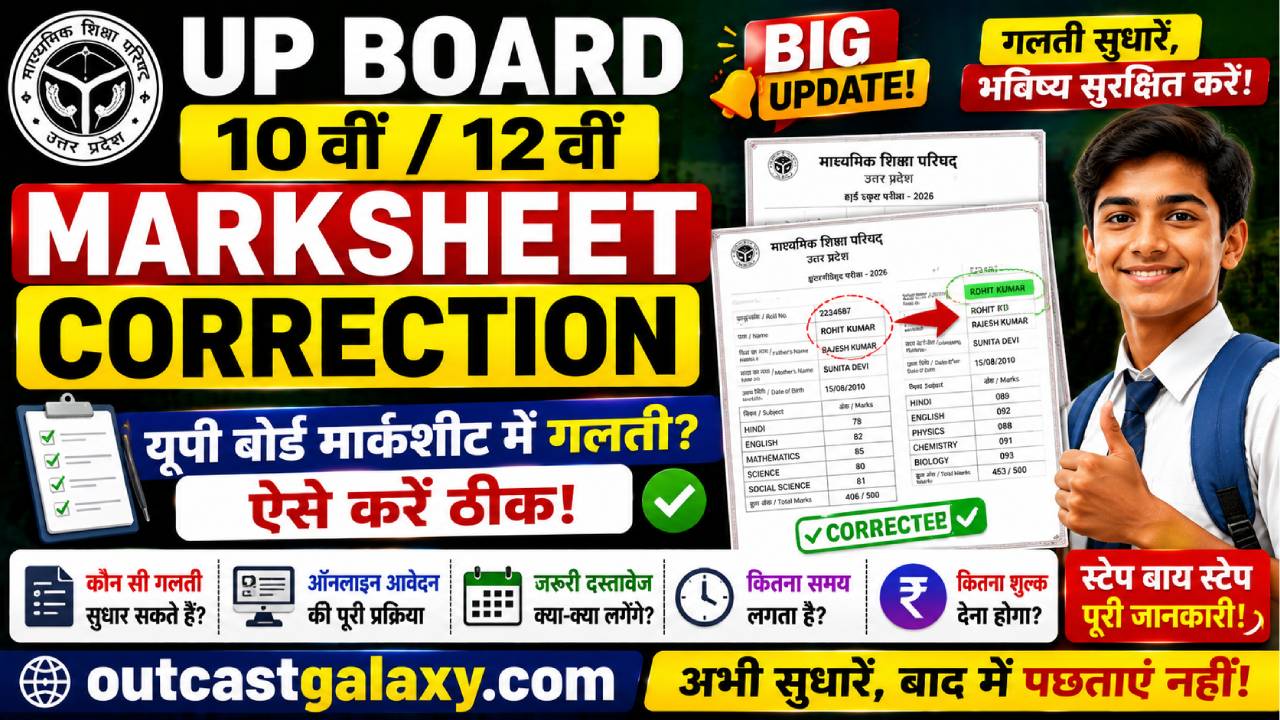UP Board Marksheet Correction